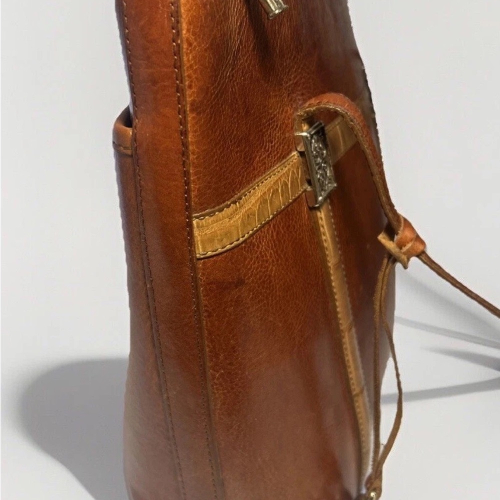 Brighton Leather Handbag Retired Brown Textured Pebbled Boxy Shoulder Bag - Picture 6 of 16